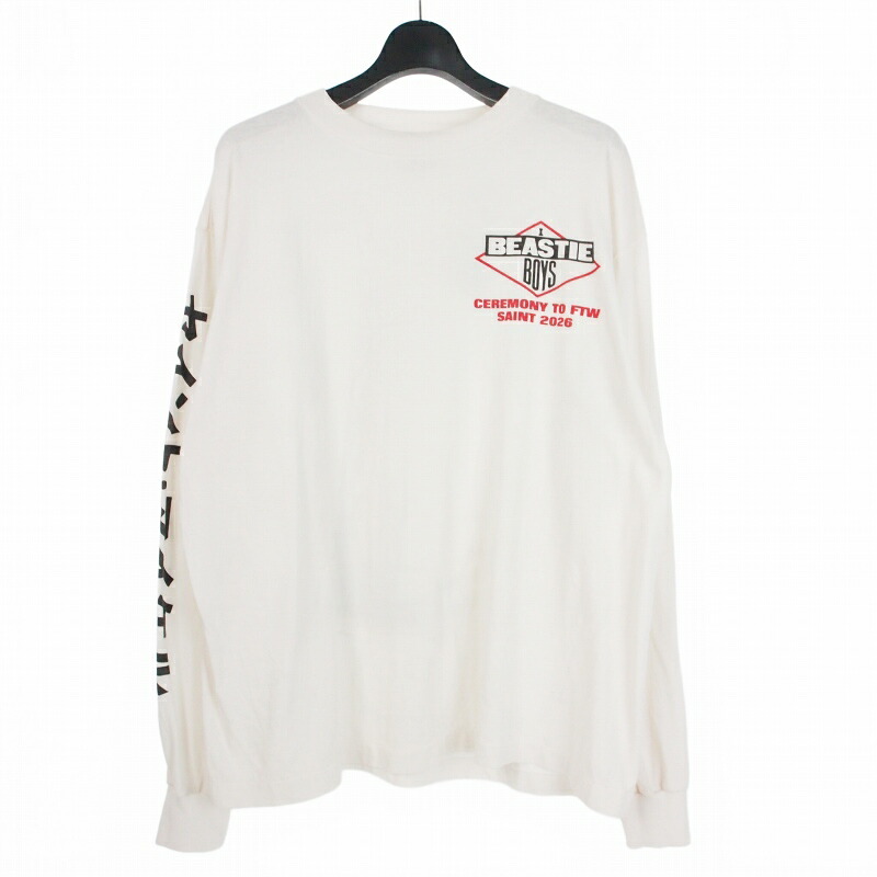 【中古】未当て嵌める品 仙マイケル SAINTMICHAEL 26SS BTB_LS T-SHIRT BEASTIEBOYS ロング捩りプルオーバー カットソー 長袖 L 白いこと 白 SM-MK8-0000-C24 メンズ 【ベクター 古着】 260418