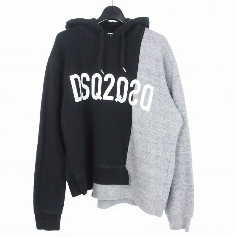【中古】ディースクエアード DSQUARED2 22SS 切替パーカー フーディー プルオーバー M ブラック グレー S74GU0603 国内正規 メンズ 【ベクトル 古着】 260418｜VECTOR&times;Refine 18,792円