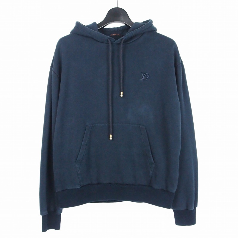 【中古】ルイヴィトン LOUIS VUITTON シルクブレンドシグネチャーフーディー パーカー L 米国海軍 紺 RM252MQ UQQ HTY50W 国内置き目 メンズ 【ベクター 古着】 260420 トップス-パーカー