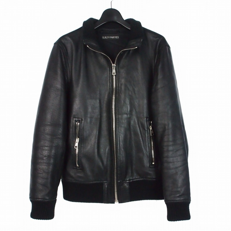 【中古】ワコマリア WACKO MARIA 子ヒツジなめし革 羊革 ライダース なめし革上衣 上衣 XL 黒いこと 黒 メンズ 【ベクター 古着】 260421
