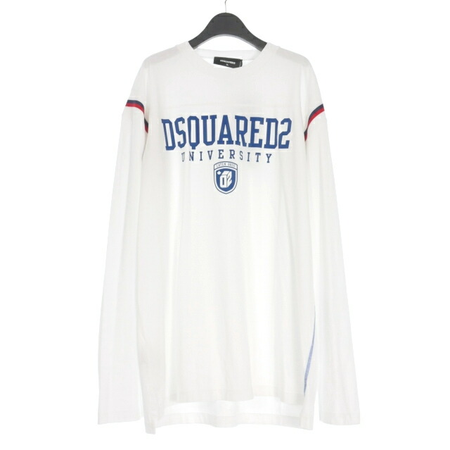 【中古】未使用品 ディースクエアード DSQUARED2 23AW UNIVERSITY T-SHIRT フットボール Tシャツ カットソー 長袖 XL ホワイト 白 S74GD1148 国内正規 メンズ 【ベクトル 古着】 260426
