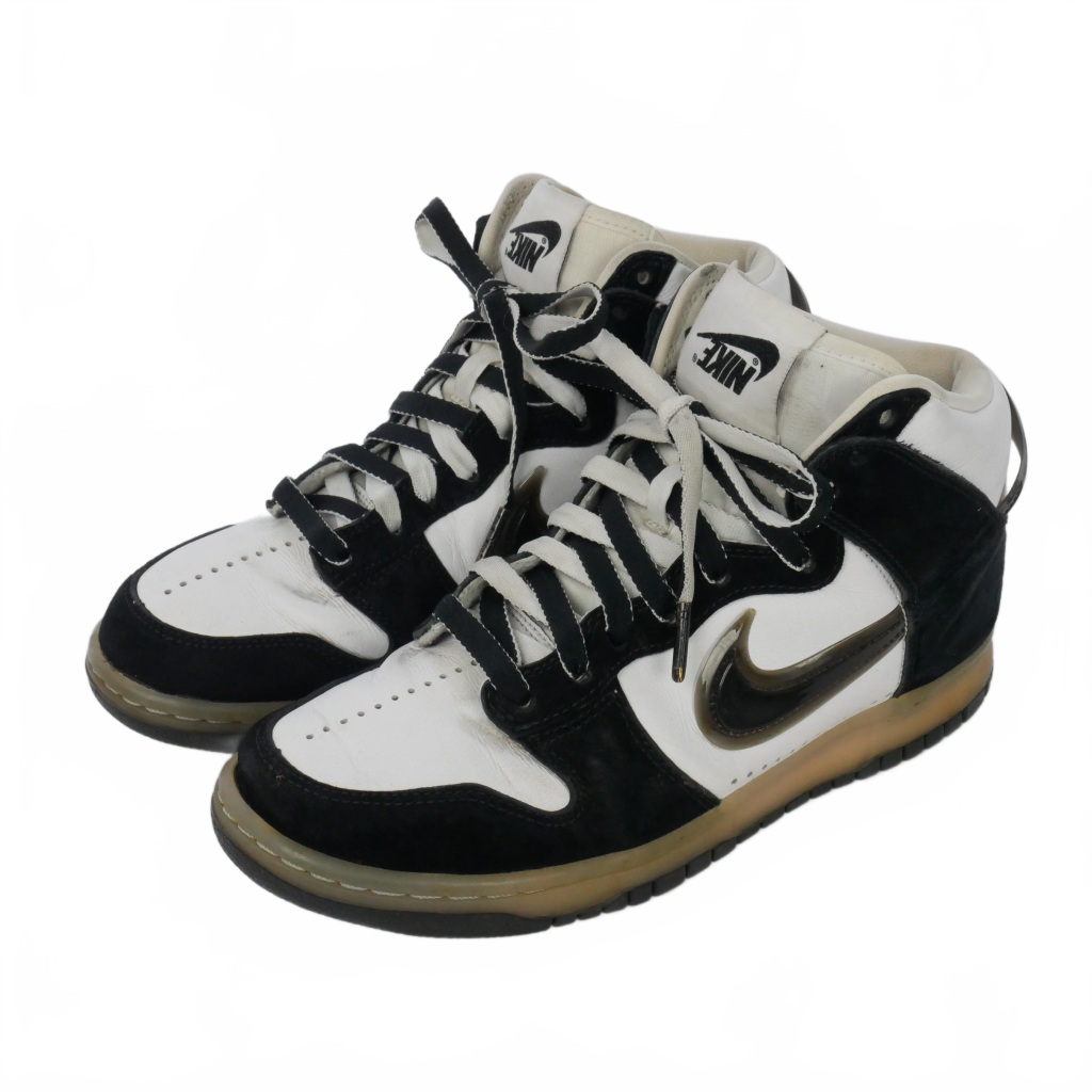 【中古】ナイキ NIKE × SLAM JAM DUNK HIGH ゲットージャム ダンク ご機嫌 スニーカー US7 25.0珊 白いこと 黒いこと 白 黒 DA1639-101 メンズ 【ベクター 古着】 260511 メンズ靴-靴-スニーカー