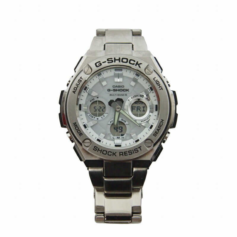 【中古】カシオジーショック CASIO G-SHOCK G-STEEL Gスチール写真 電磁波ソーラー ウオッチ しろがね色 GST-W110D メンズ 【ベクター 古着】 260522