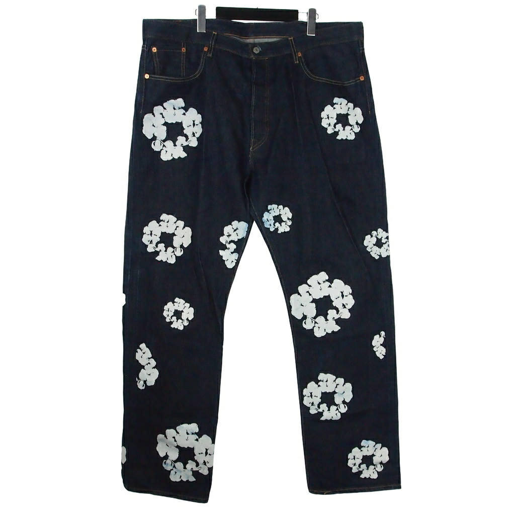 【中古】リーヴァイズジーンズ Levi\u0027s × デニムティアーズ Denim Tears 共同研究 御花刷り上げる ジーンズズボン下 デニム ジーパン ｗ42 インディゴ A1592-0000 メンズ 【ベクター 古着】 260528