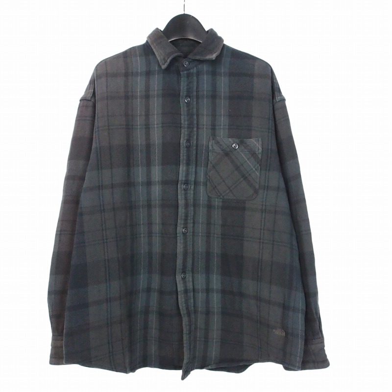 【中古】北の方人間の顔 パープルレーベル THE NORTH FACE PURPLE LABEL Flannel Plaid Field Shirt フランネルプラッドフィールドシャツ 長袖 S アスファルト薄墨色 N25FG097 メンズ 【ベクター 古着】 260530
