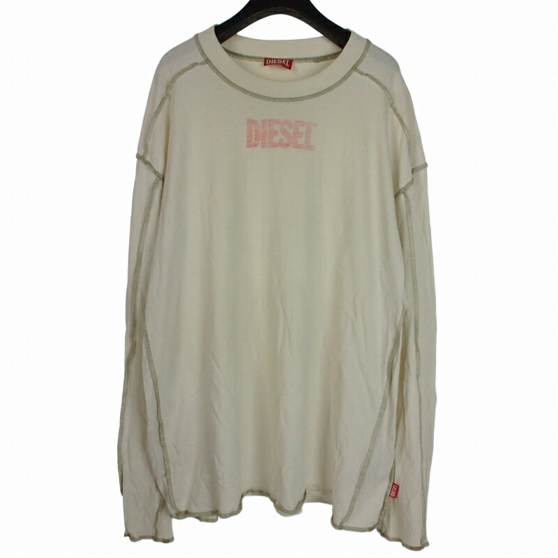 【中古】ディーゼル DIESEL 内部アウト 大層らしい鍵を掛ける編み目 ティーシャツ カットソー 長袖 M キナリ A14163 メンズ 【ベクター 古着】 260601
