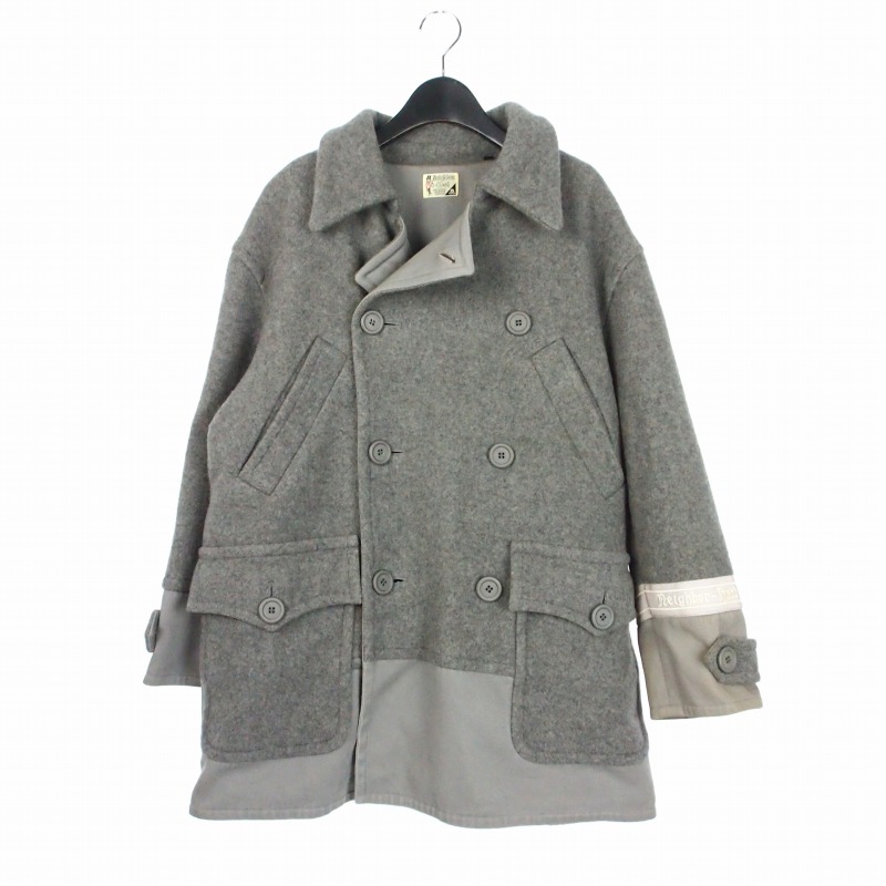 【中古】ネイバーフッド NEIGHBORHOOD 90S アーカイブ 初期 切替 Ｐコート ミドル丈 ウール コットン M グレー メンズ 【ベクトル 古着】 260604｜VECTOR&times;Refine