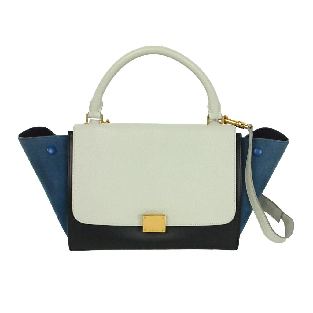 【中古】セリーヌ CELINE トラペーズ 並み並み なめし革 2way ハンドバック マルチ色つや 青碧 白いこと 青 白 レディース 【ベクター 古着】 260608