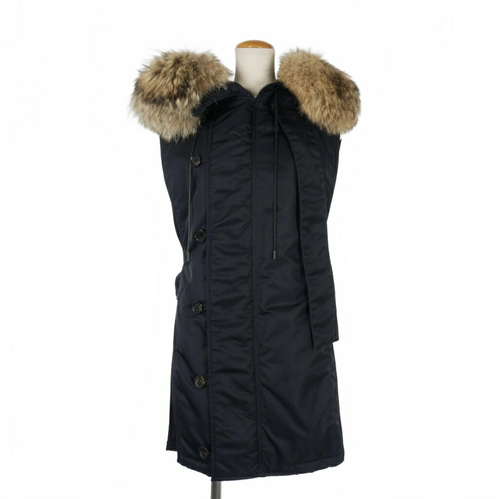【中古】3.1 フィリップリム 3.1 phillip lim コヨーテファー ノースリーブ モッズコート 限りない 中綿 XS 紺 米国海軍 F215-8038 レディース 【ベクター 古着】 250221