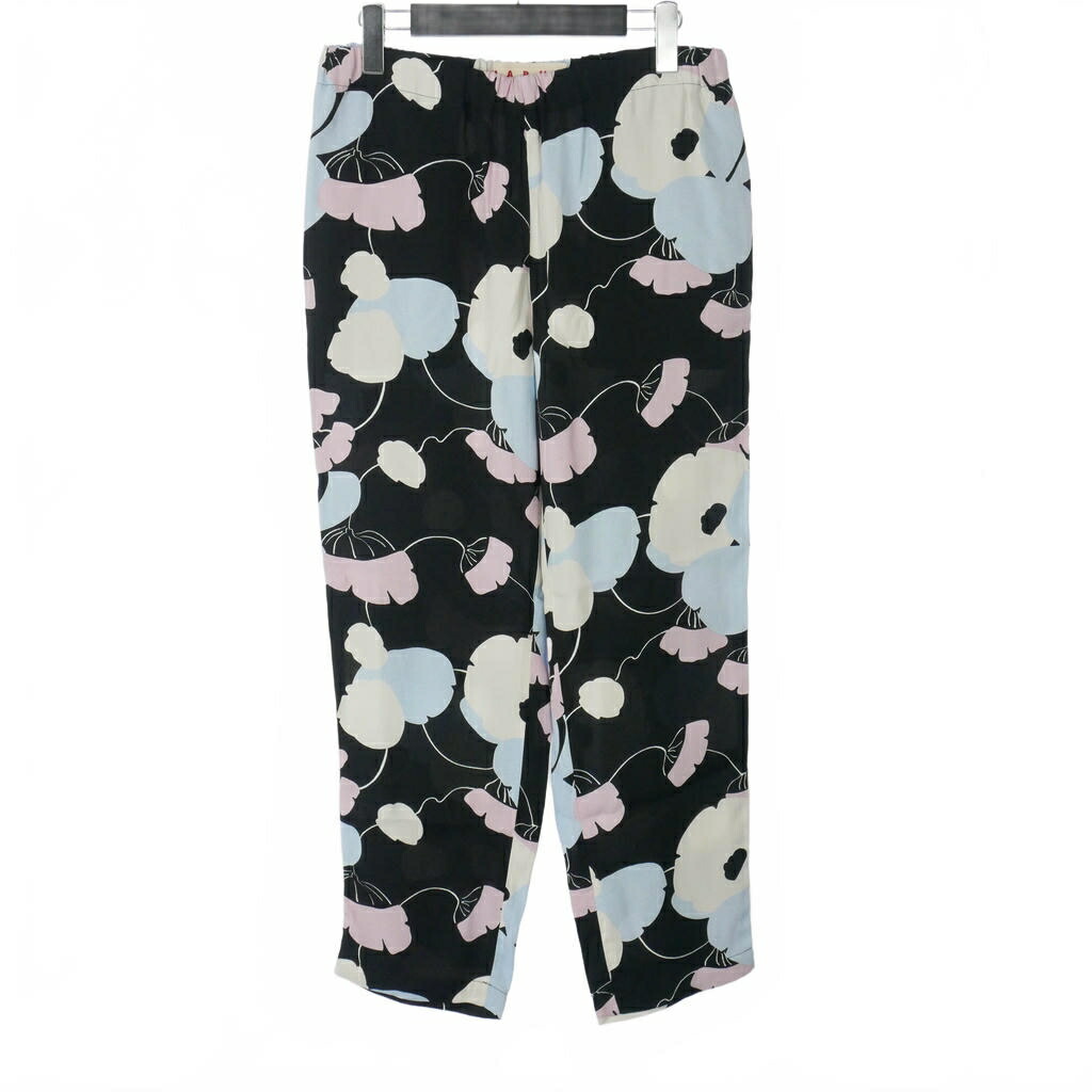 【中古】マルニ MARNI 花柄 イージーパンツ ボタニカル ゴムウエスト サイズ44 ブラック 黒 レディース 【ベクトル 古着】 260411