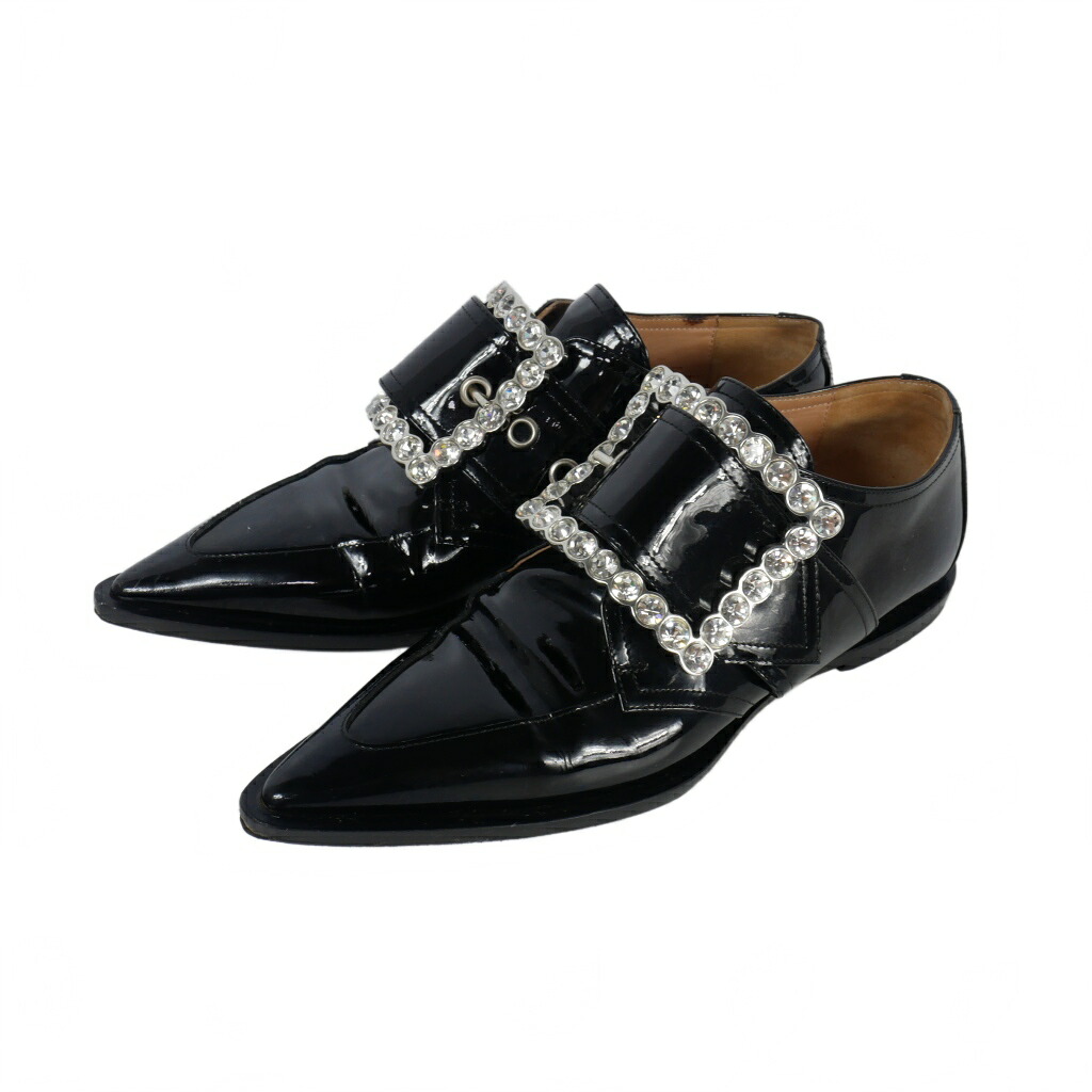 【中古】メゾンマルジェラ Maison Margiela 16AW クリスタルバックル ポインテッドトゥ シューズ ローファー エナメル 38 ブラック 黒 レディース 【ベクトル 古着】 250621｜VECTOR&times;Refine