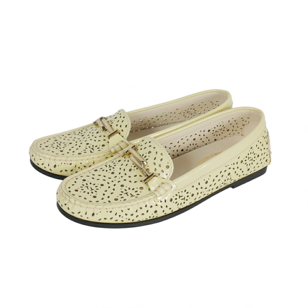 【中古】トッズ TOD'S パンチング ローファー モカシン ドライビングシューズ 37 クリーム レディース 【ベクトル 古着】 250602