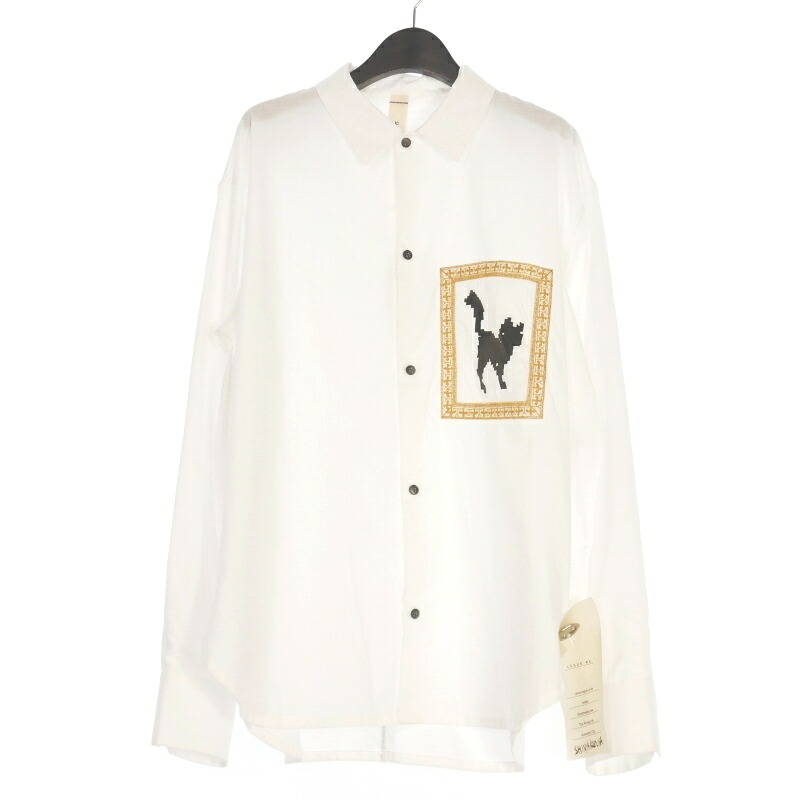 【中古】未当て嵌める品 シンヤコズカ SHINYA KOZUKA 25SS DOTS MUSEUM SHIRT プルオーバー 長袖 M COLOURLESS WHITE 白いこと 白 2501SK54B  メンズ 【ベクター 古着】 250619