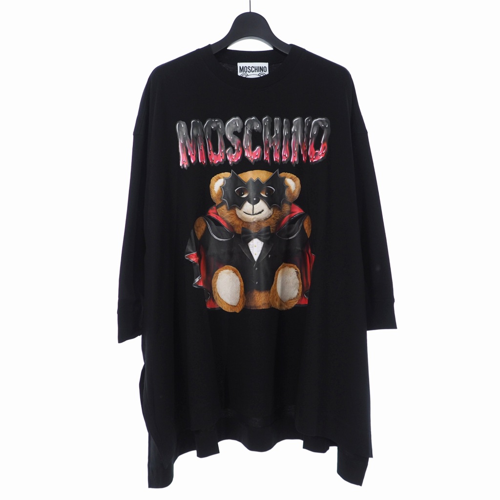 【中古】未使用品 モスキーノ MOSCHINO 20SS バッド テディベア プリント ワンピース 36 ブラック 黒 V0458 レディース 【ベクトル 古着】 250727