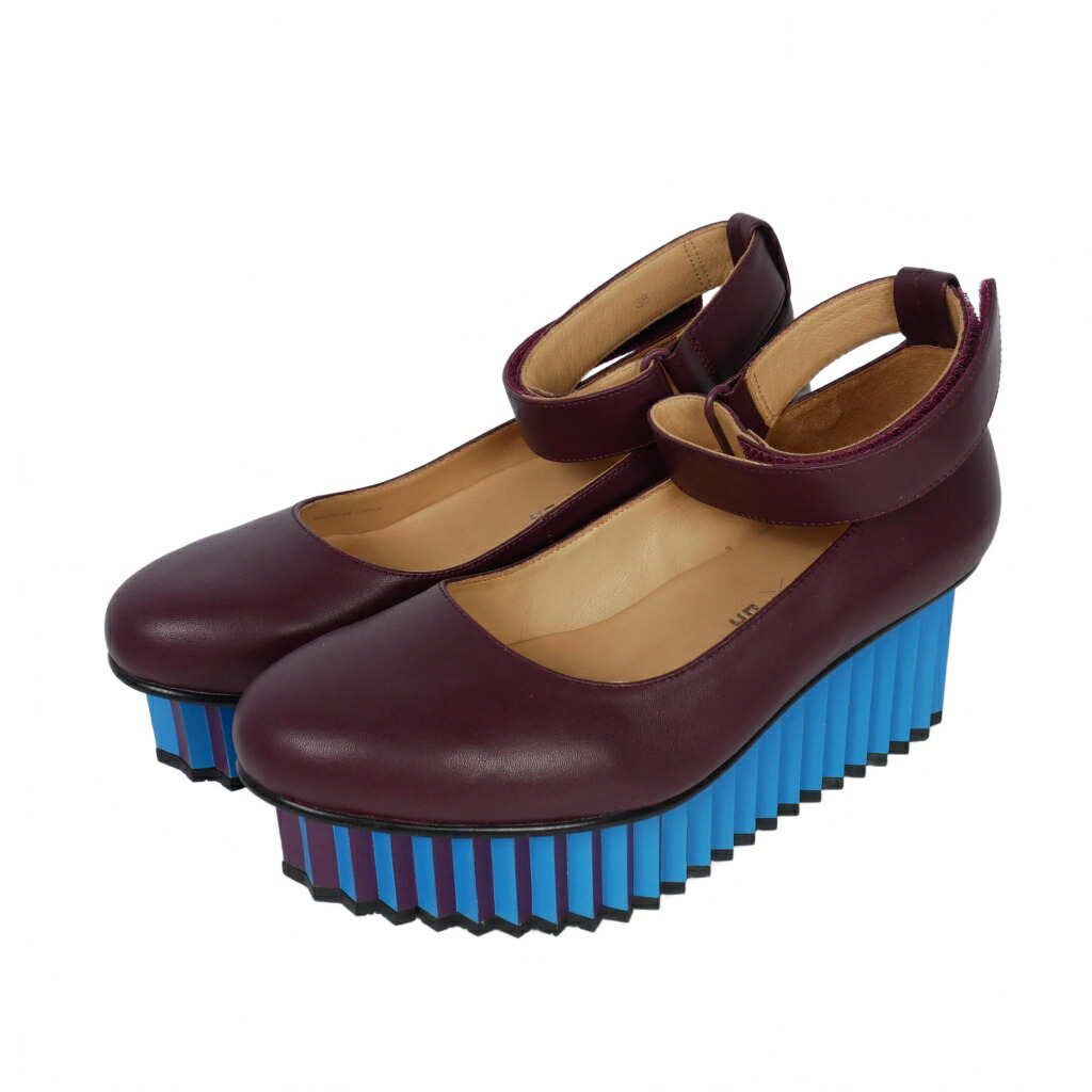 【中古】ユナイテッドヌード UNITED NUDE × ISSEY MIYAKE イッセイミヤケ WAVE ベルテッドシューズ パンプス プラットフォームシューズ 36 ボルドー レディース 【ベクトル 古着】 251024