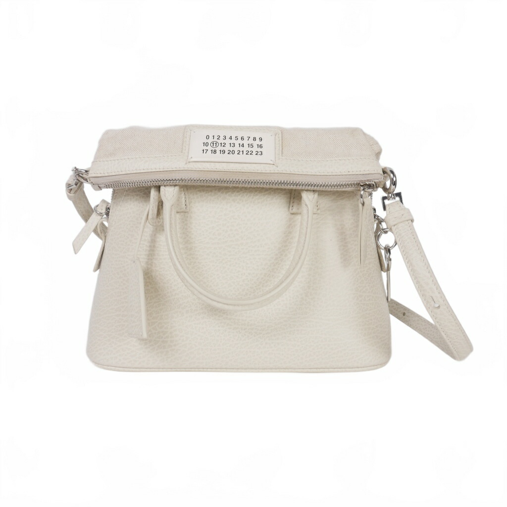【中古】メゾンマルジェラ Maison Margiela 5AC ミニ 2way ショルダーバッグ ハンドバッグ グレイニーカーフレザー 白 ホワイト S56WG0082 P4455 H9388 レディース 【ベクトル 古着】 251111