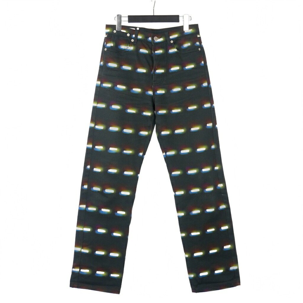 【中古】ドリスヴァンノッテン DRIES VAN NOTEN 21SS レンライ Len Lye ネオン 刷り上げる ジーンズ ズボン下 引っ切りない 26 黒 黒いこと レディース 【ベクター 古着】 251216 パンツ-ボトムス-レディースファッション