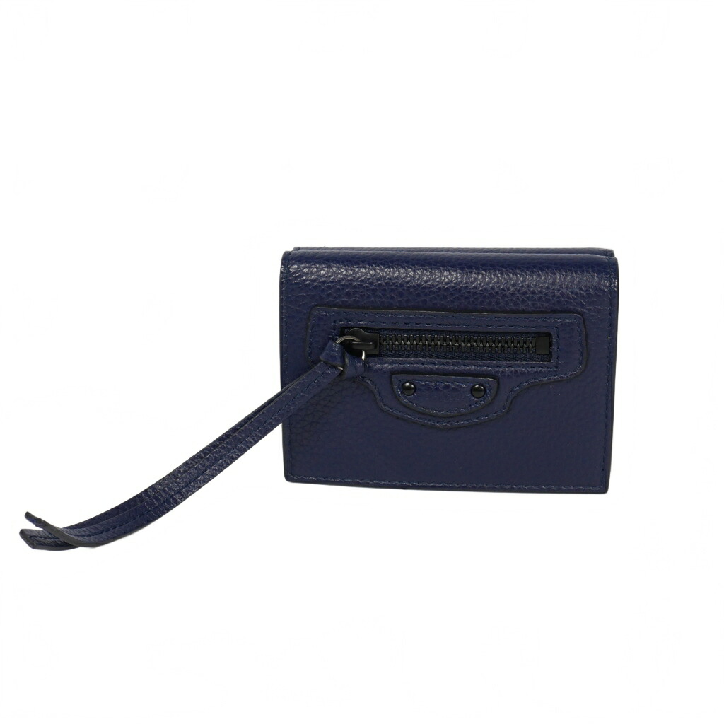 【中古】バレンシアガ BALENCIAGA ネオ古典派音楽 ミニ パウダーコンパクト ウォレット 3つ折り札入れ 紺 米国海軍 640107 レディース 【ベクター 古着】 251215