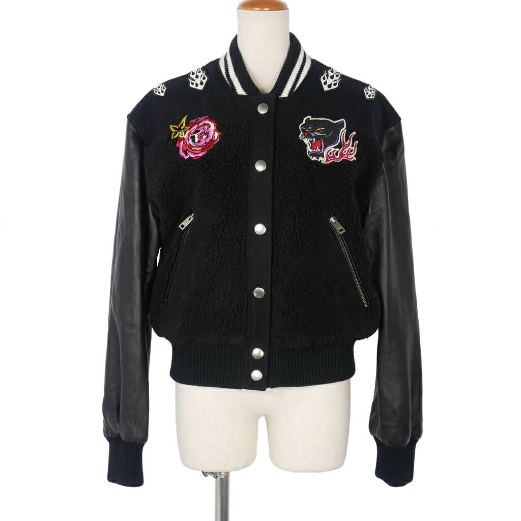 【中古】ディーゼル DIESEL ラムレザーブルゾン ボア上衣 肋筋袖 御花継ぎ切れ うつり変わり M 黒 黒いこと 国内置き目品 レディース 【ベクター 古着】 260122