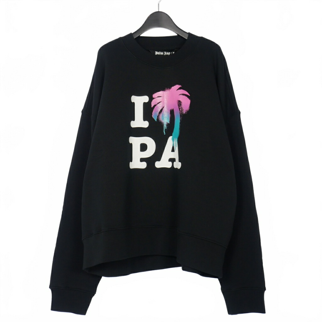 【中古】未当て嵌める品 パームエンジェルス PALM ANGELS 23SS I Love PA トレーナー 調教師 L 黒 黒いこと PMBA026S23FLE0021084 レディース 【ベクター 古着】 260206