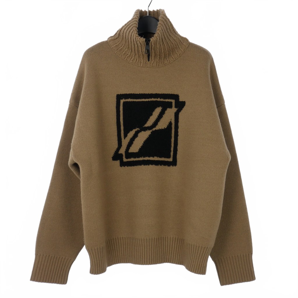 【中古】ウェルダン WE11DONE スクエアロゴ ハイネック ニット セーター 長袖 S 茶 ブラウン メンズ レディース 【ベクトル 古着】 260208