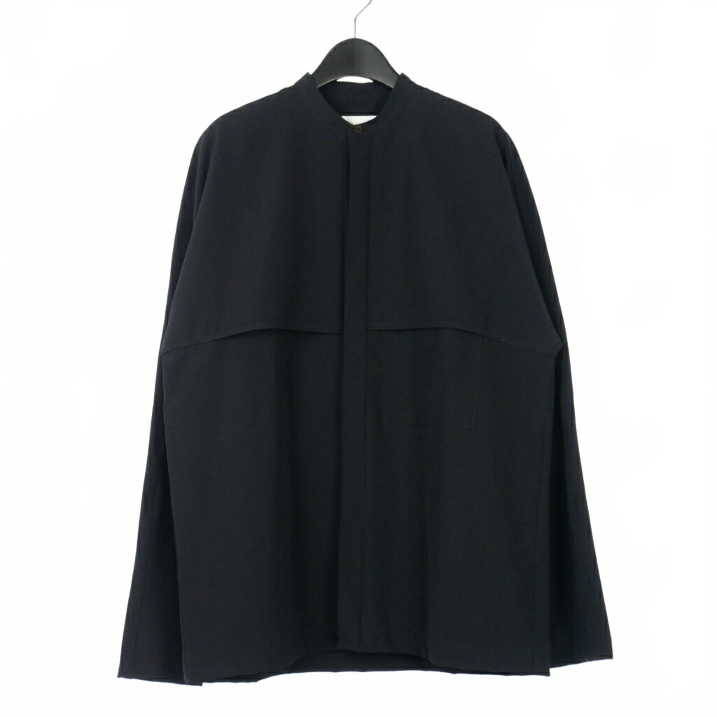 【中古】ジルサンダー JIL SANDER 22AW バンドカラーシャツ 長袖 39 黒いこと 黒 J21DL0008 J40014 国内置き目 メンズ 【ベクター 古着】 260212