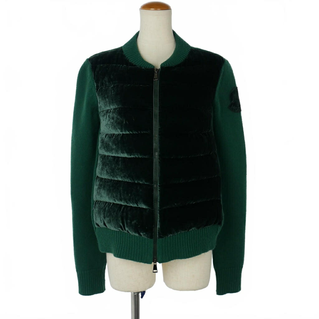 【中古】モンクレール MONCLER MAGLIONE TRICOT CARDIGAN ダウンジャケット カシミヤ混 ニット切替 ベロア XS グリーン 緑 D2093940800 948AE レディース 【ベクトル 古着】 260215 38,415円