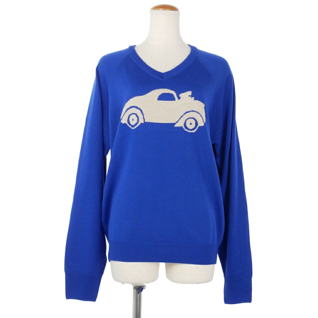 【中古】未使用品 オープンワイワイ OPEN YY CAR GRAPHIC KNIT TOP カーグラフィック ニット セーター 長袖 M 青 ブルー レディース 【ベクトル 古着】 260221