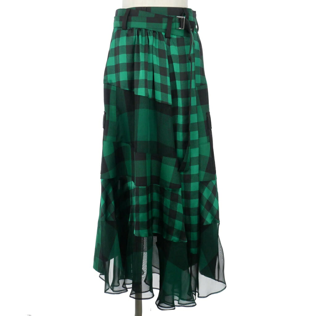 【中古】サカイ sacai 22SS バッファローチェック マキシスカート 1 緑 グリーン 22-05941 レディース 【ベクトル 古着】 260308