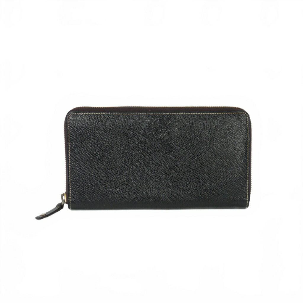 【中古】ロエベ LOEWE アナグラム レザー ジップアラウンドウォレット 長財布 ラウンドファスナー ブラック メンズ レディース 【ベクトル 古着】 260406｜VECTOR&times;Refine