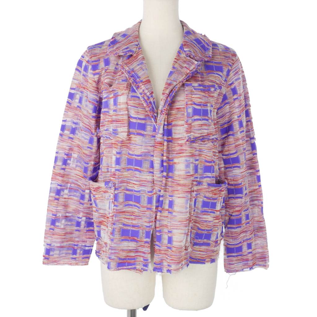 【中古】トリココムデギャルソン tricot COMME des GARCONS 縞模様上衣 シアー マルチ色合い 長袖 M大いさ パープル 紫 赤いこと 赤  レディース 【ベクター 古着】 260326 コート・ジャケット-レディースファッション