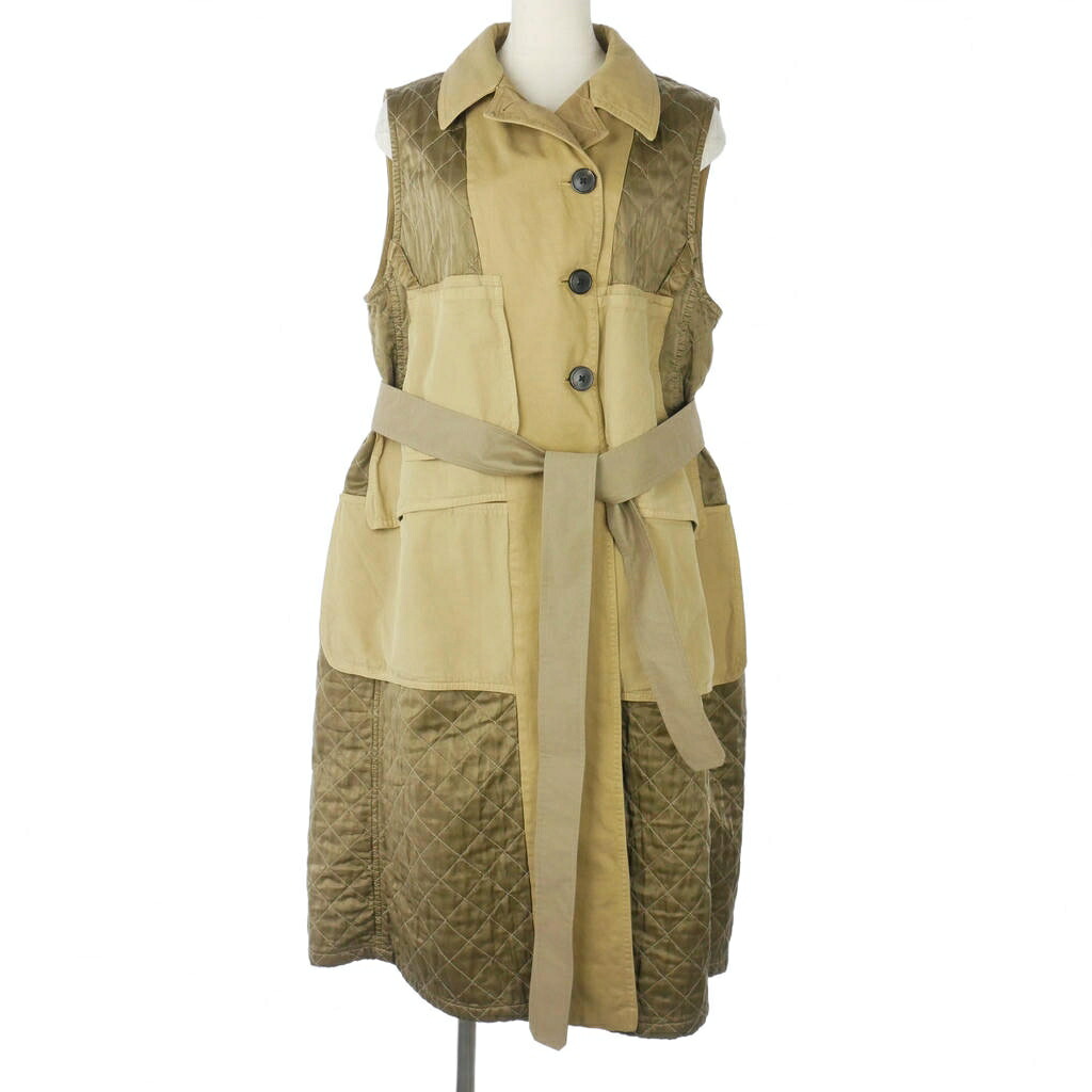 【中古】ドリスヴァンノッテン DRIES VAN NOTEN 15AW ドッキング キルティング ノースリーブトレンチコート ロングジレ ベスト Lサイズ ベージュ レディース 【ベクトル 古着】 260404