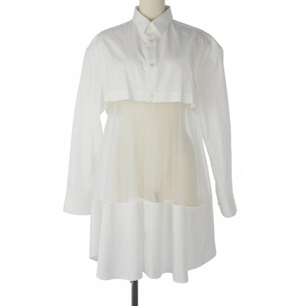 【中古】ノワールケイニノミヤ kei ninomiya チュール切替 シャツ ブラウス ワンピース 無地 Sサイズ ホワイト 白 レディース 【ベクトル 古着】 260328