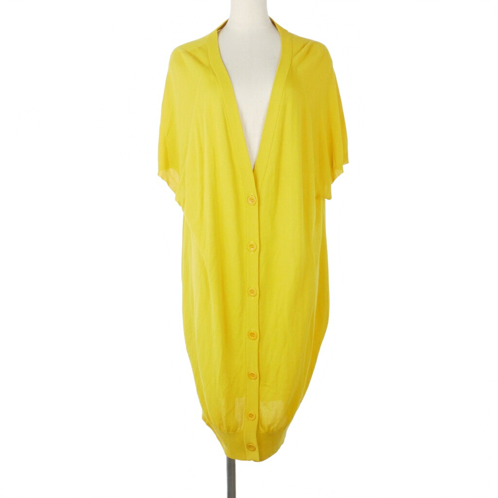 【中古】メゾンマルジェラ Maison Margiela 14SS ラグランスリーブ ロングカーディガン 半袖 Vネック 無地 Lサイズ イエロー 黄色 S31HA0639 レディース 【ベクトル 古着】 260327｜VECTOR&times;Refine
