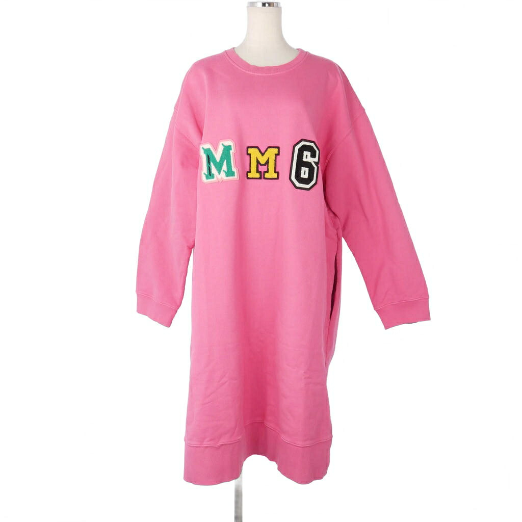 【中古】エムエムシックス メゾンマルジェラ MM6 Maison Margiela ロゴ スウェット トレーナー ロング丈 長袖 ワンピース Lサイズ ピンク S52CT0517 レディース 【ベクトル 古着】 260328|VECTOR×Refine