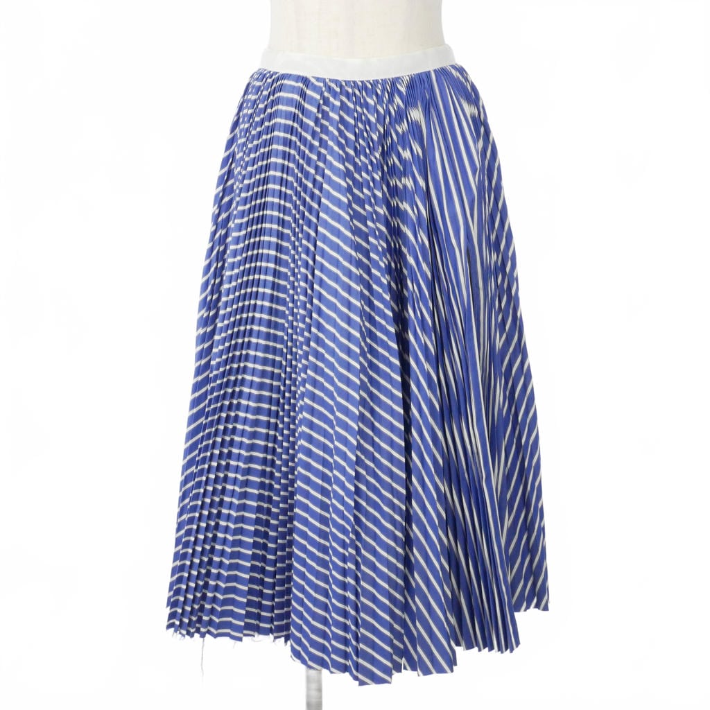 【中古】サカイ sacai 筋目スコート 縞模様 ロング丈 綿織物 姿勢細長い切口 大きさ0 青み 青 白いこと 白 SCW-006 レディース 【ベクター 古着】 260328