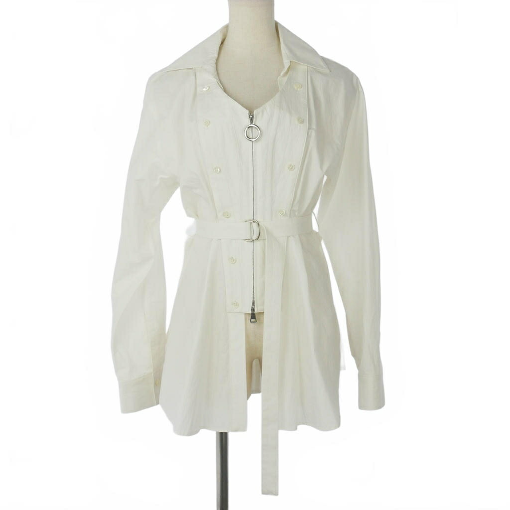 【中古】ヨウヘイオオノ YOHEI OHNO 23SS Stomacher Shirt II 変形 ジップシャツ ジャケット ベルト 36 白 ホワイト レディース 【ベクトル 古着】 260418