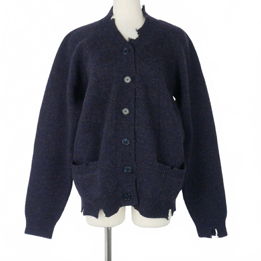 【中古】メゾンマルジェラ Maison Margiela 19AW 不都合製作 編み物ジレー 羊毛 無地 S 紺 ダークネイビー S51GP0135 レディース 【ベクター 古着】 260502