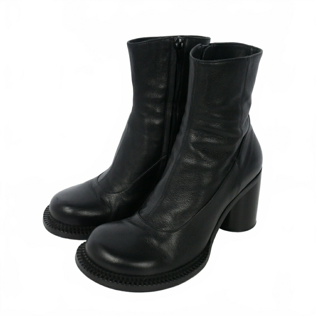 【中古】メゾンマルジェラ Maison Margiela 19AW チャンキーヒール ボリュームトゥ なめし革ブーツ サイドジップ 37.5 黒 黒いこと S39WU0141 レディース 【ベクター 古着】 260427