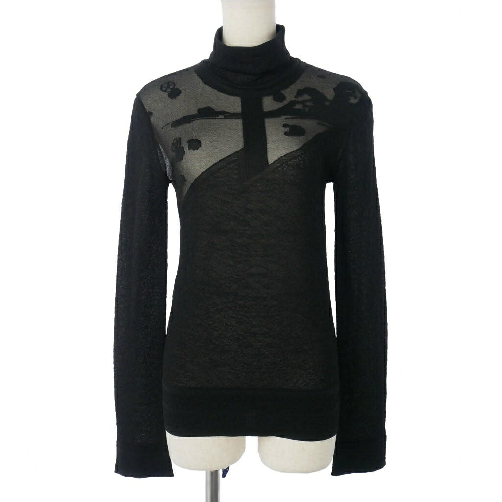 【中古】マメクロゴウチ Mame Kurogouchi 24SS Landscape Graphic Sheer Knitted High Neck Top カットソー シアートップス 3 黒 ブラック MM24SS-KN009 レディース 【ベクトル 古着】 260420|VECTOR×Refine