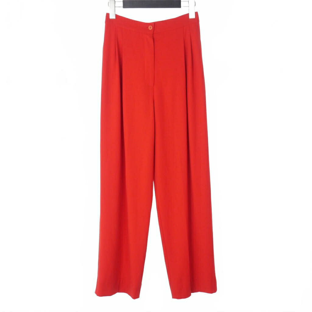 【中古】クリッツィア KRIZIA ワイドパンツ スラックス ツータック 無地 ウール 38 赤 レッド レディース 【ベクトル 古着】 260426