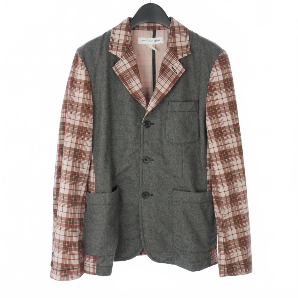 【中古】コムデギャルソンシャツ COMME des GARCONS SHIRT 照合のしるし柄 縛 テーラードジャケット S 薄墨色 マルチ色つや W21164 メンズ 【ベクター 古着】 260427