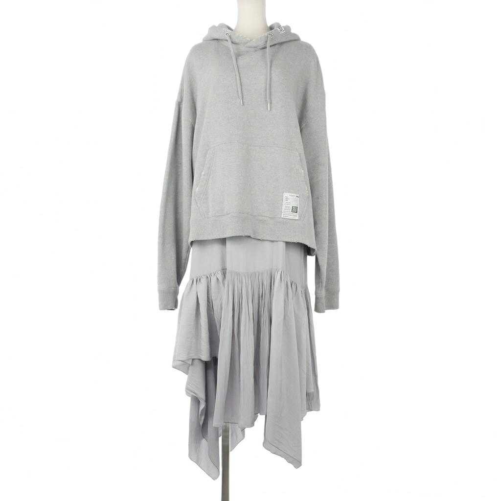 【中古】ミハラヤスヒロ MIHARA YASUHIRO HOODIE Layered DRESS パーカー 花の冠yd 衣装 ロング 無地 F 薄墨色 K13DR751 レディース 【ベクター 古着】 260506