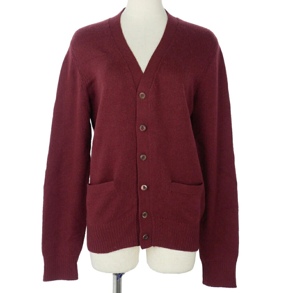 【中古】プラダ PRADA 編み物 ジレー エルボーパッチ Vのど首 長袖 46 赤 赤いこと レディース 【ベクター 古着】 260508 カーディガン・ボレロ-レディースファッション-トップス