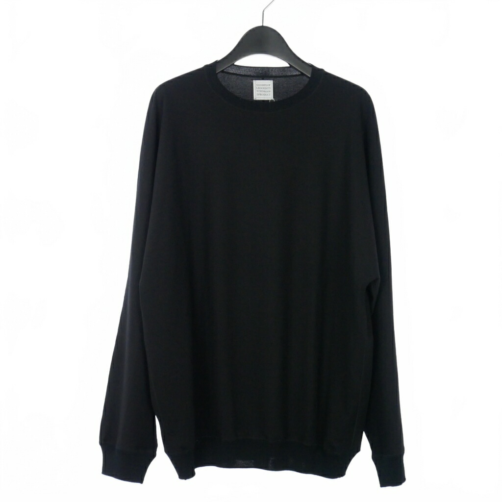 【中古】未当て嵌める品 好ましい 人びと 好ましい ステッチング 好ましい 生産物 GOOD PEOPLE GOOD STITCHING GOOD PRODUCT GGG 御機嫌ゲージ 編み物 カットソー 長袖 M  黒 黒いこと メンズ 【ベクター 古着】 260505