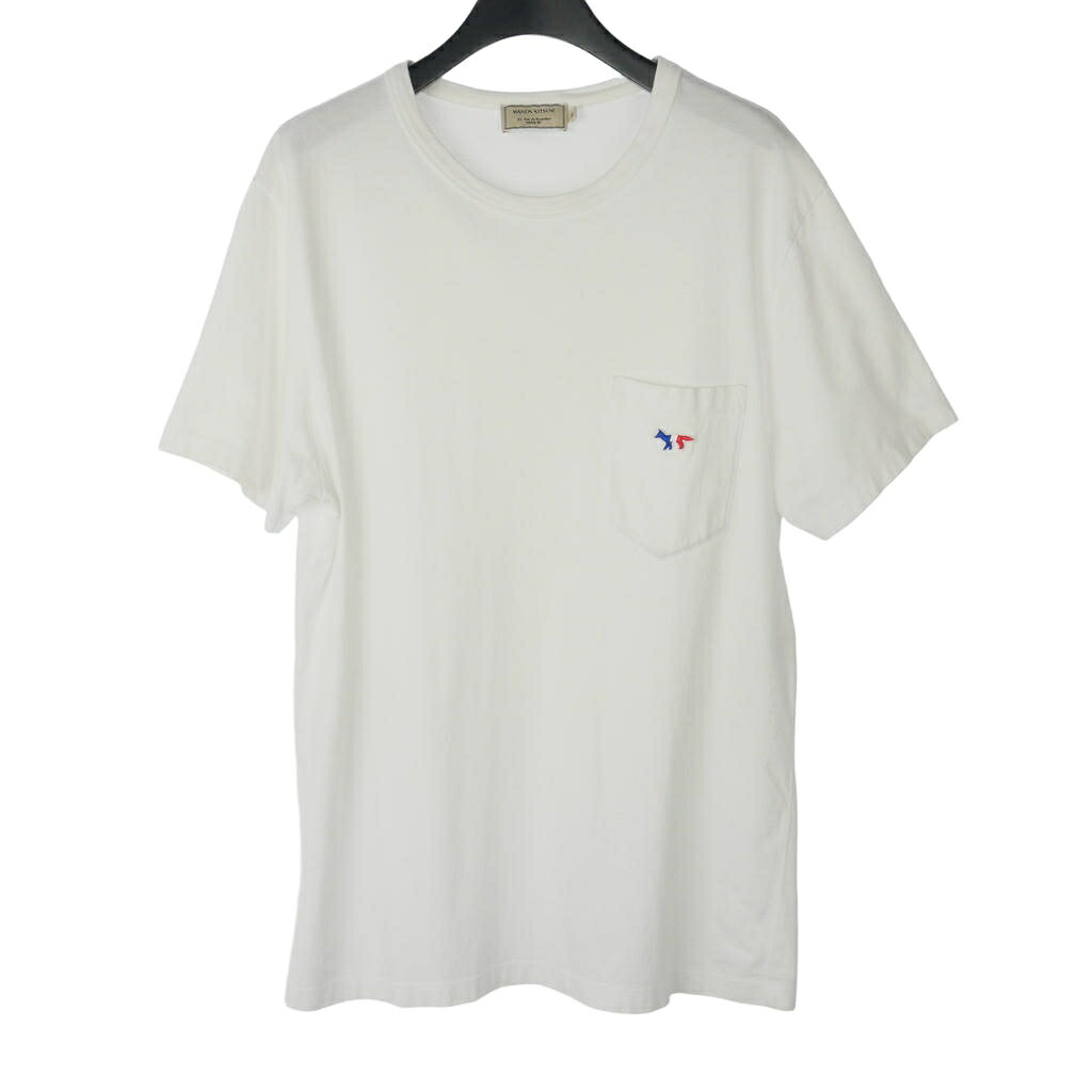 【中古】メゾンキツネ MAISON KITSUNE 稲荷紋章ティーシャツ 綿織物 半袖 丸首 M 白 白いこと No.KMM-2800-A メンズ レディース 【ベクター 古着】 260524