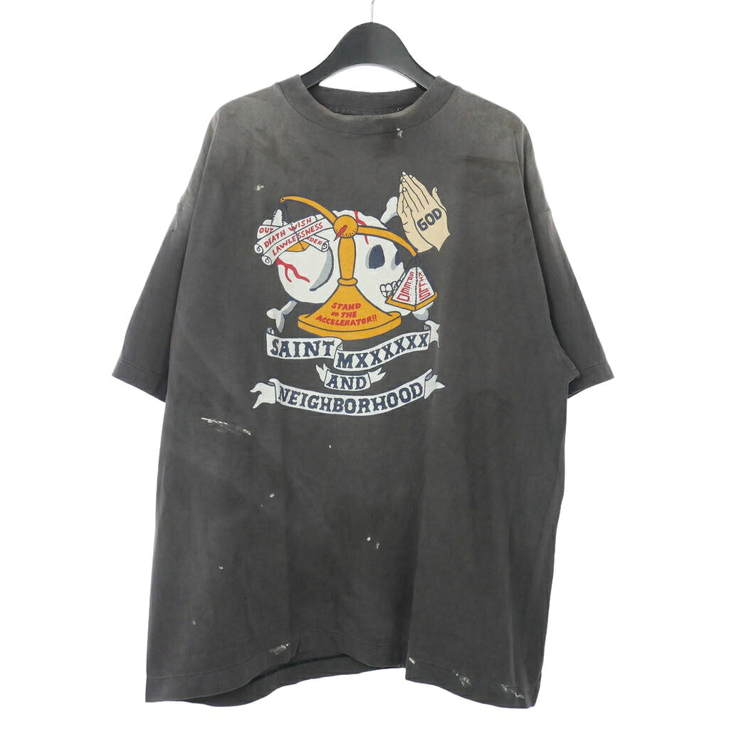 【中古】未使用品 セントマイケル SAINTMICHAEL × ネイバーフッド NEIGHBORHOOD 25SS STHD. SS TEE PRAY プリント Tシャツ カットソー 半袖 XL 黒 ブラック SM-HR8-0000-C68 メンズ 【ベクトル 古着】 260522|VECTOR×Refine