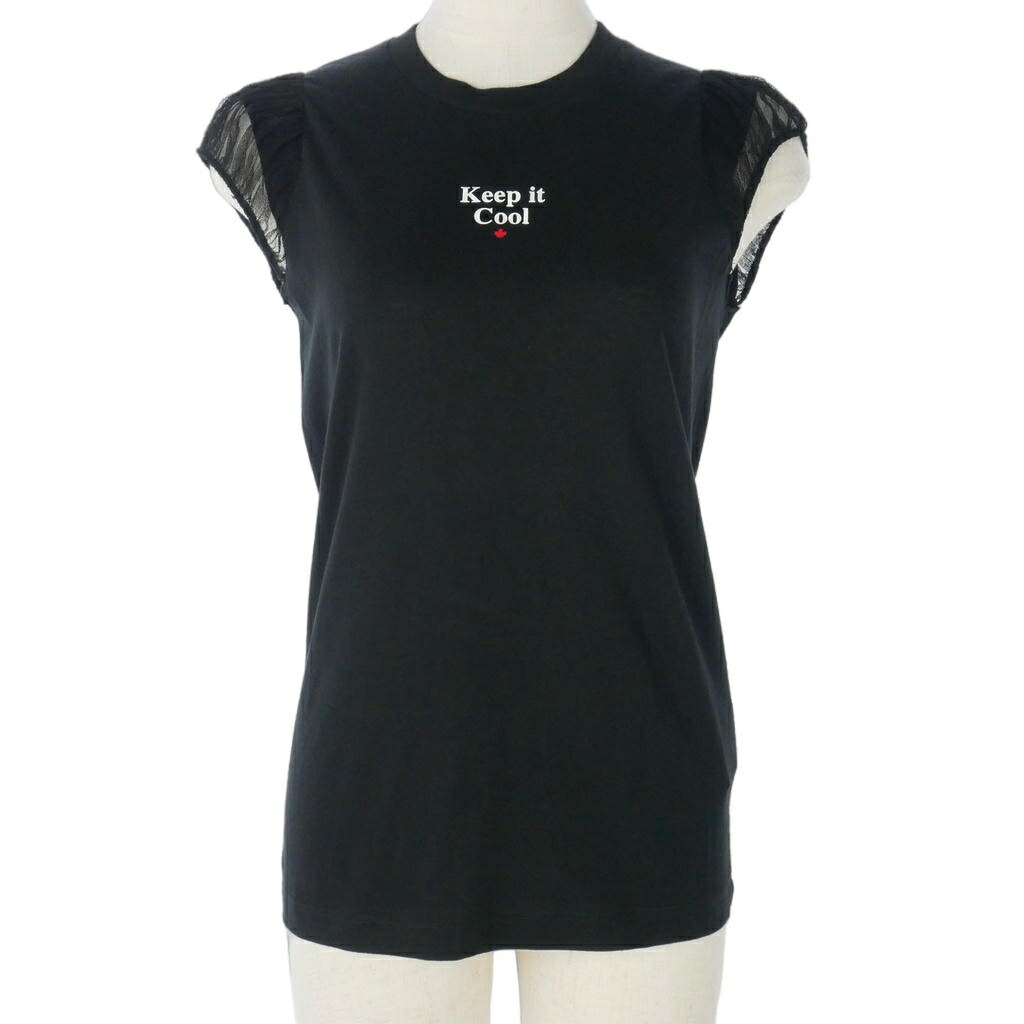 【中古】未当て嵌める品 ディースクエアード DSQUARED2 22SS Cap Sleeves Cool TeeＴプルオーバー カットソー 半袖 XXS 黒いこと 黒 S72GD0355 国内定め事 レディース 【ベクター 古着】 260529