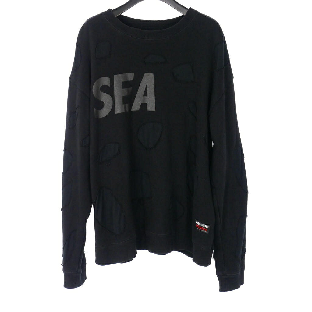 【中古】ヨウジヤマモト YOHJI YAMAMOTO ワイルド姿勢 WILDSIDE WIND AND SEA ロゴタイプ 調教師 流汗 長袖 4 黒 黒いこと メンズ 【ベクター 古着】 260531