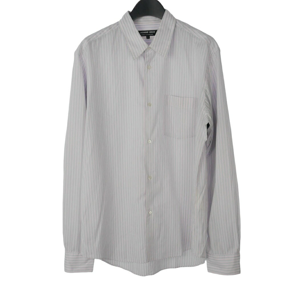 【中古】コムデギャルソンオムドゥ COMME des GARCONS HOMME DEUX AD2012 綿織物プルオーバー 縞模様 長袖 袖うつり変わり M さくら色 DJ-BC23 メンズ 【ベクター 古着】 260605